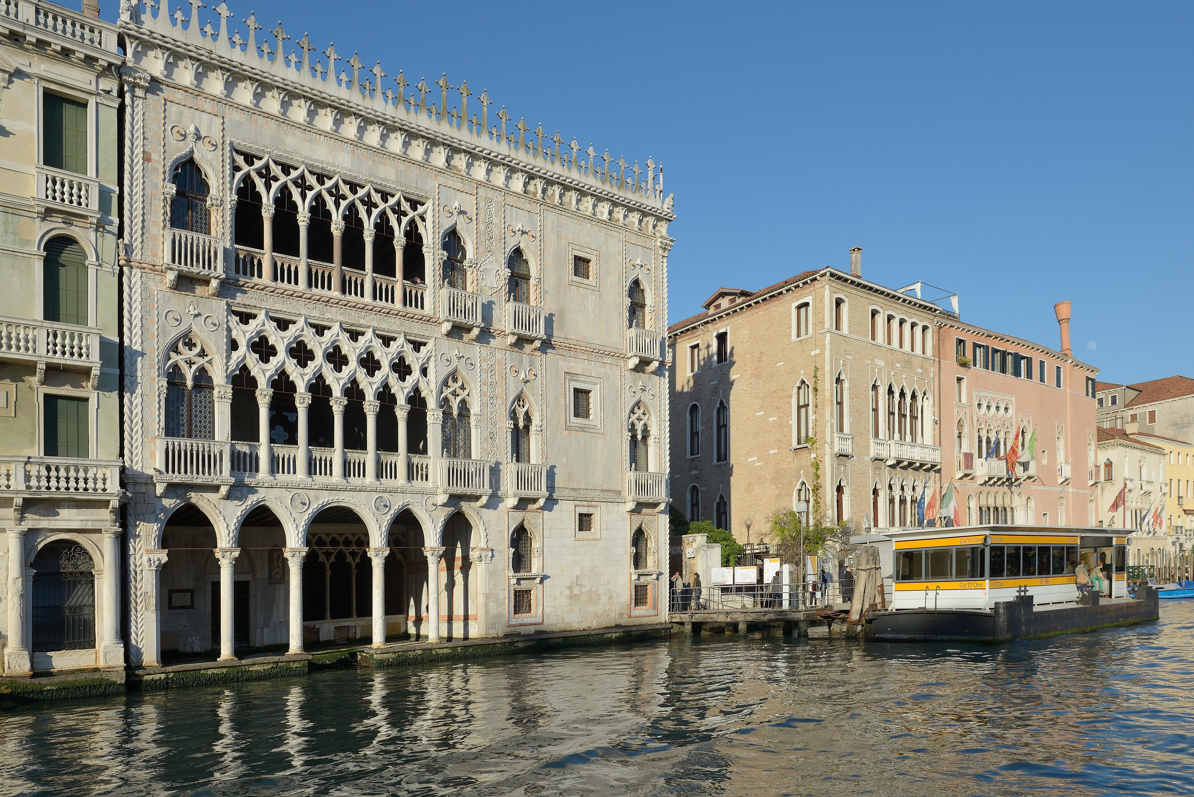 Vaporetto stop at Ca' d'Oro on the Grand Canal, pontoon and landing
